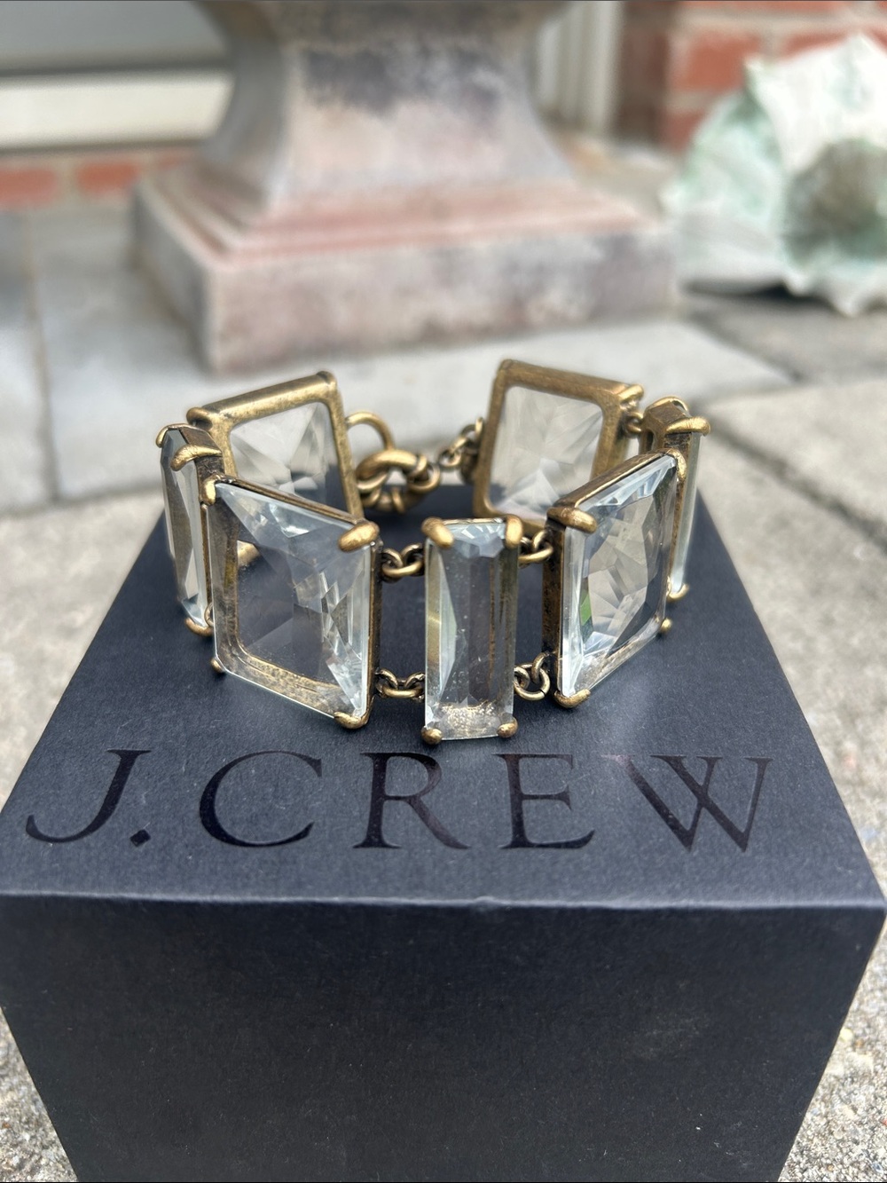 J. Crew 2009 Duchess Stone Clear Crystal Statement Bracelet